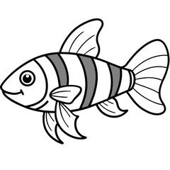 Clown Loach line art vector