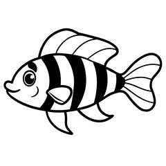Clown Loach line art vector