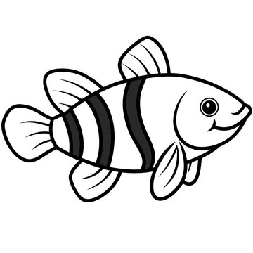 black and white cartoon fish clip art preview