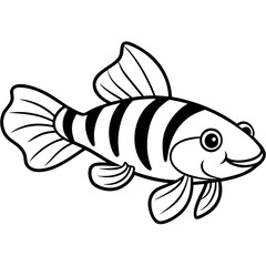 Clown Loach line art vector