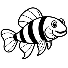 Clown Loach line art vector