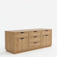 Modern Minimalist Wooden Storage Cabinet with Multiple Drawers