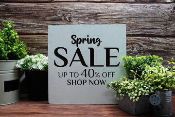 Hello Spring Sale 40% off Promotion Offer Discount Retail Shopping Concept
