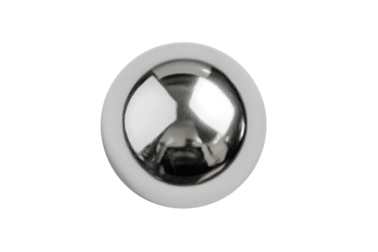 Polished metal sphere, centered in a white ring