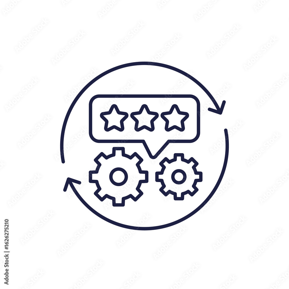 Poster feedback loop line icon with gears