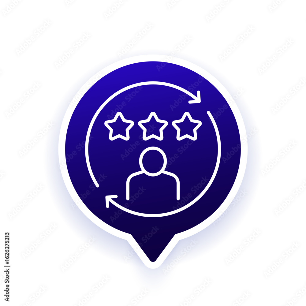 Poster feedback loop icon with customer, line design