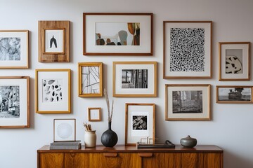 Fototapeta premium Gallery Wall with Various Framed Prints