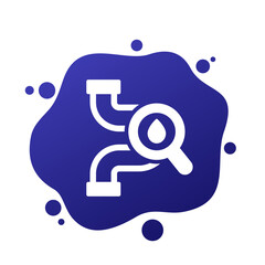 leak detection icon with pipe, vector