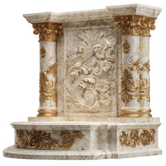 Obraz premium Ornate roman altar with detailed relief sculpture isolated on transparent background