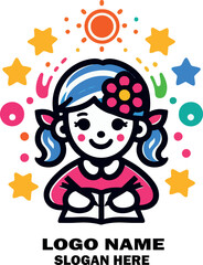 Kids logo icon vector white background .