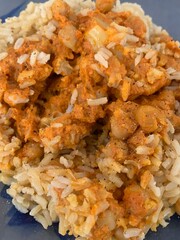 Closeup image of a cauliflower and chickpea curry