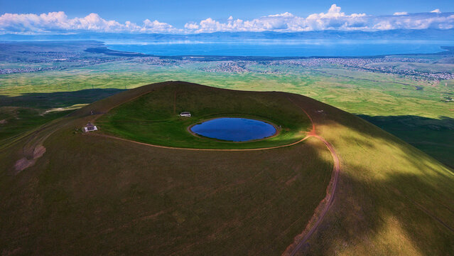 Aerial view of Armaghan Mountain And Sevan Lake.