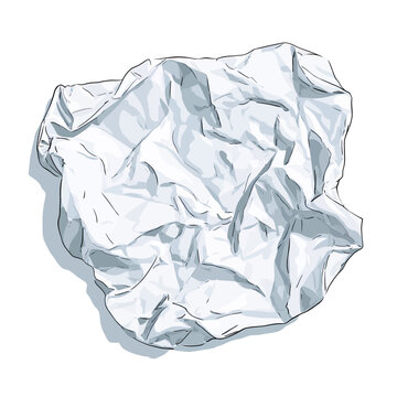 A realistic illustration of a crumpled white paper ball, a powerful symbol of frustration, a discarded bad idea, writer's block, or the messy creative process.
