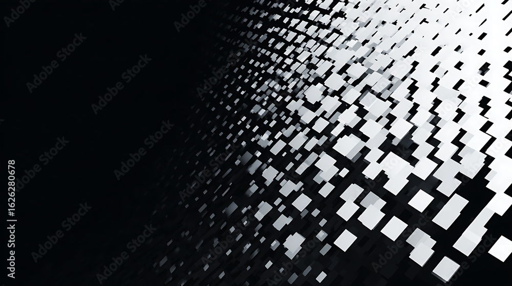 Poster abstract square grid flowing from dark to light