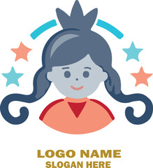 Kids logo icon vector white background .