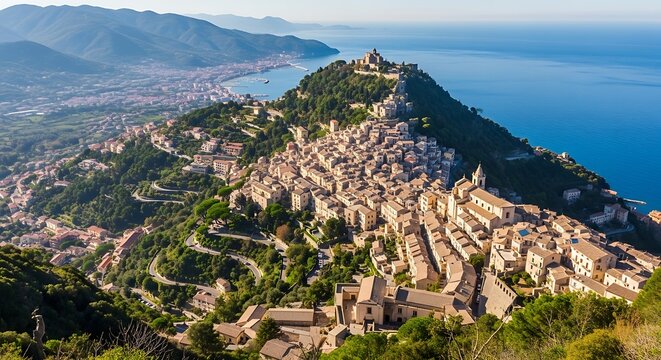Picturesque view of Tursi town in Matera province, Basilicata region, Italy