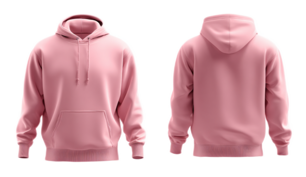 mockup plain pink hoodie, seen from the front and back