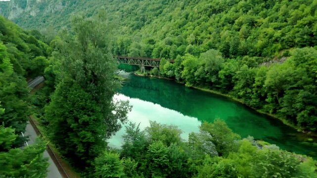 Drone Footage of the Railway Bridge over the Una River | Aerial View