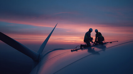 Wind turbine maintenance requires skilled mechanics to ensure industrial efficiency and safety