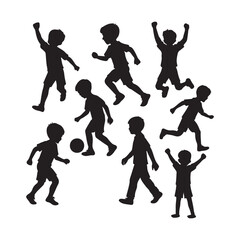 Active Boys Playing Sports Silhouettes