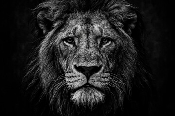 Majestic Lion Portrait A Black and White Masterpiece