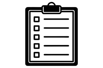 Clipboard with Checklist Silhouette Vector – Task Management, Productivity Tools, and To-Do List Icon Concept