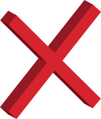 Obraz premium Red 3D X Symbol Isolated on White Background