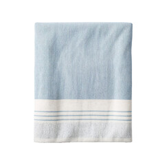 Blue striped towel isolated on transparent background, linen, folded
