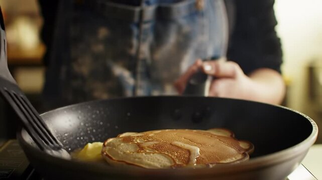 Pancake Flipping in Frying Pan