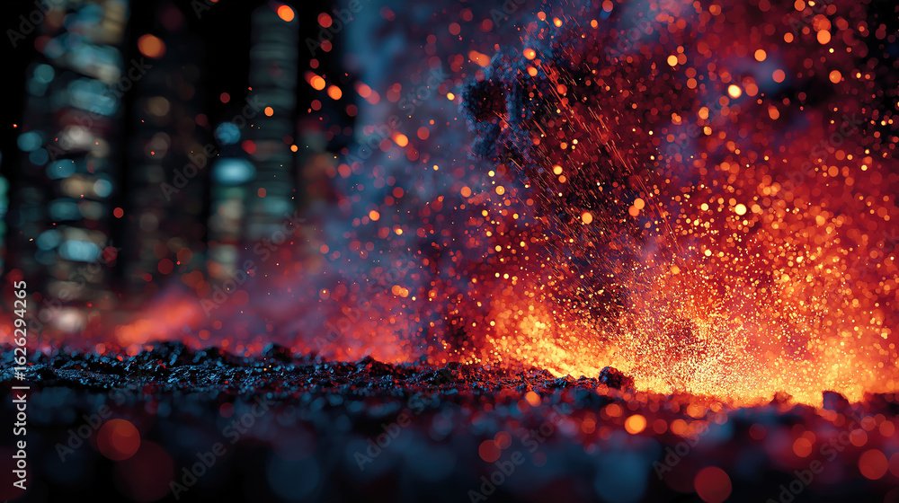 Poster portfolio management and growth urgency shown through sparks in a dynamic visual