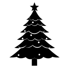 Obraz premium Christmas Tree vector clean black silhouette design white background