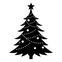 Christmas Tree vector clean black silhouette design white background