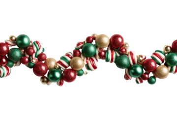 Christmas garland with candy cane and ball ornaments