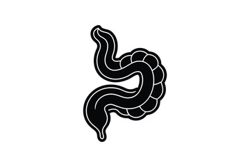 Naklejka premium Stylized black silhouette of a coiled serpent or snake with a textured body and a distinct head and tail on a white background
