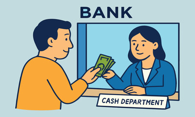 Cash Exchange at Financial Service Counter