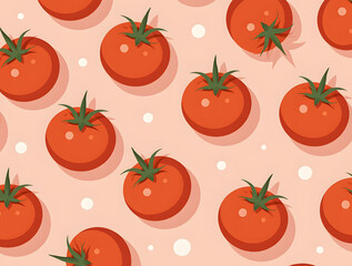Tomato Pattern: Vibrant and fresh tomatoes scattered in an inviting pattern, evoking the essence of summer. A celebration of natural produce.