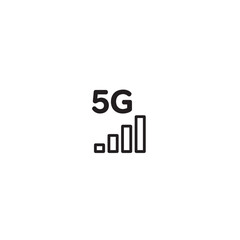 Vector art of 5g signal strength indicator isolated on white background