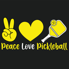 Peace Love Pickleball A vector illustration of a heart-shaped design with a globe symbol, representing a message of love for people worldwide