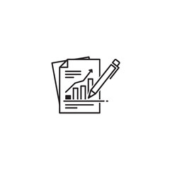 Vector art of business report with growth chart and pencil isolated on white background