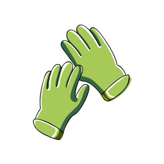 Doodle style gardening gloves icon for garden supplies and tools, perfect for horticulture and landscaping