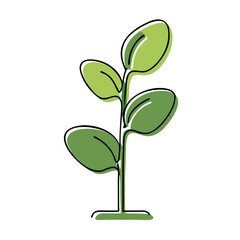 Doodle style plant stake icon: whimsical greenery illustration for garden decor, concept design, and eco-themed projects