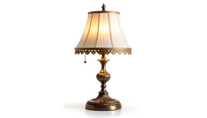 Antique-style table lamp against a white background
