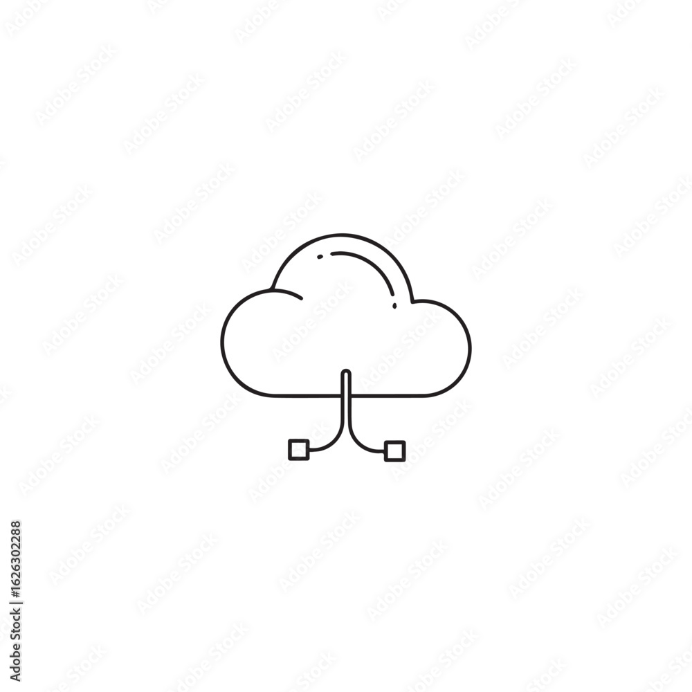Poster vector art of cloud network connection icon isolated on white background