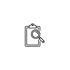 Vector art of clipboard with magnifying glass isolated on white background