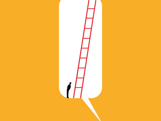 businessmen have steps leading up from speech bubbles