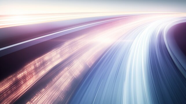 Dynamic, Colorful Light Trails on a Curved Path
