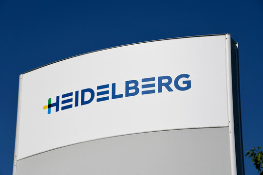 Wiesloch-Walldorf, Baden-Wurttemberg, Germany - July 2, 2025: Headquarters of Heidelberger Druckmaschinen AG, the largest global manufacturer of offset printing presses in Heidelberg, Germany