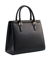A chic black handbag adorned with luxurious gold hardware.