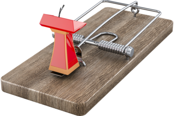 Tribune with microphone in mousetrap