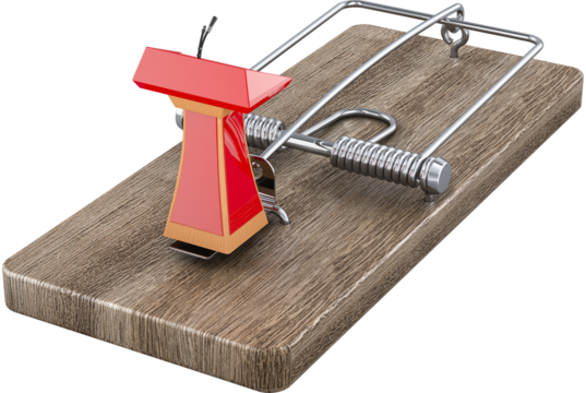 Tribune with microphone in mousetrap